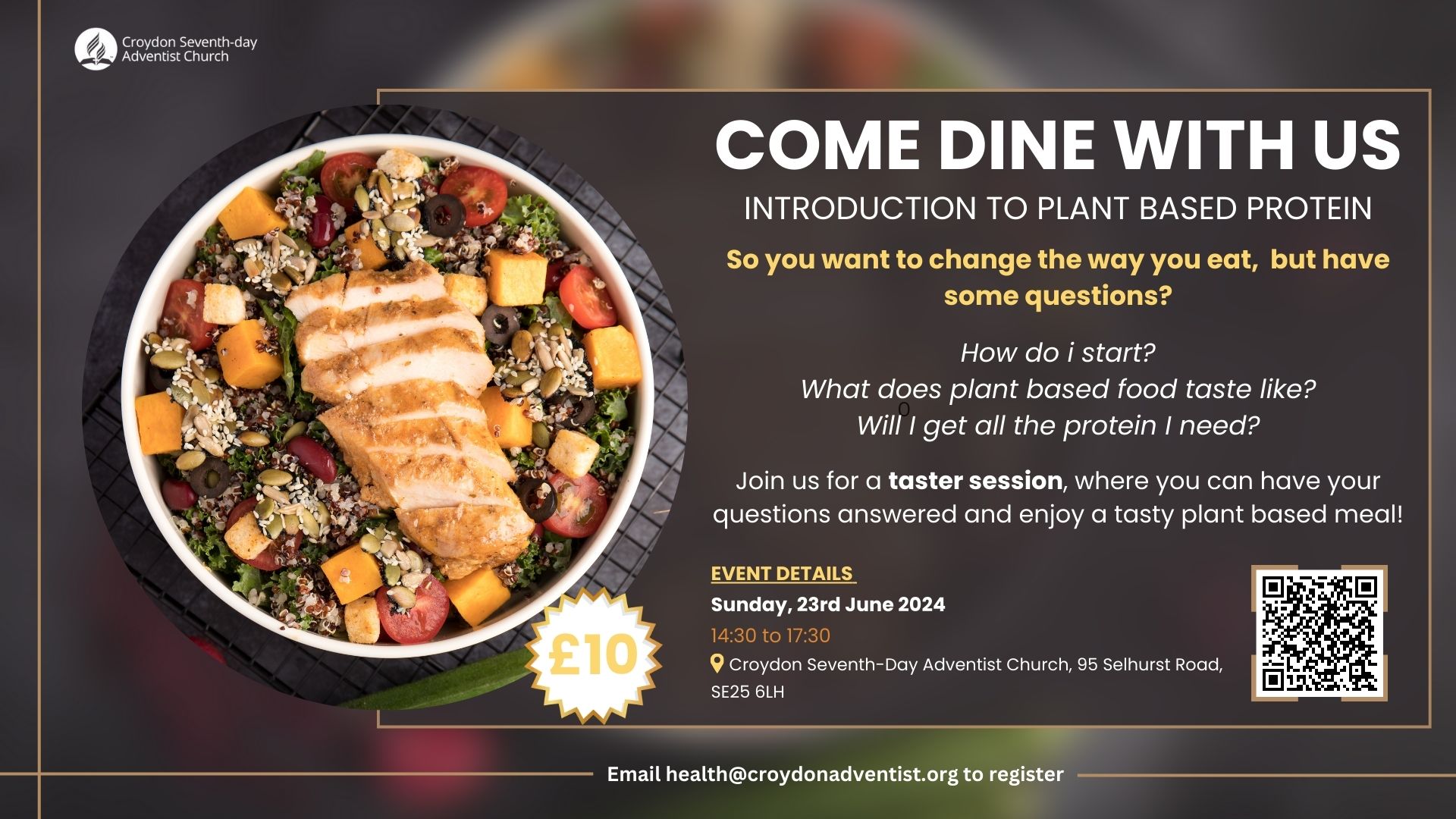 So you want to change the way you eat, but have some questions? How do i start? What does plant based food taste like? Will I get all the protein I need? Join us for a taster session, where you can have your questions answered and enjoy a tasty plant based meal